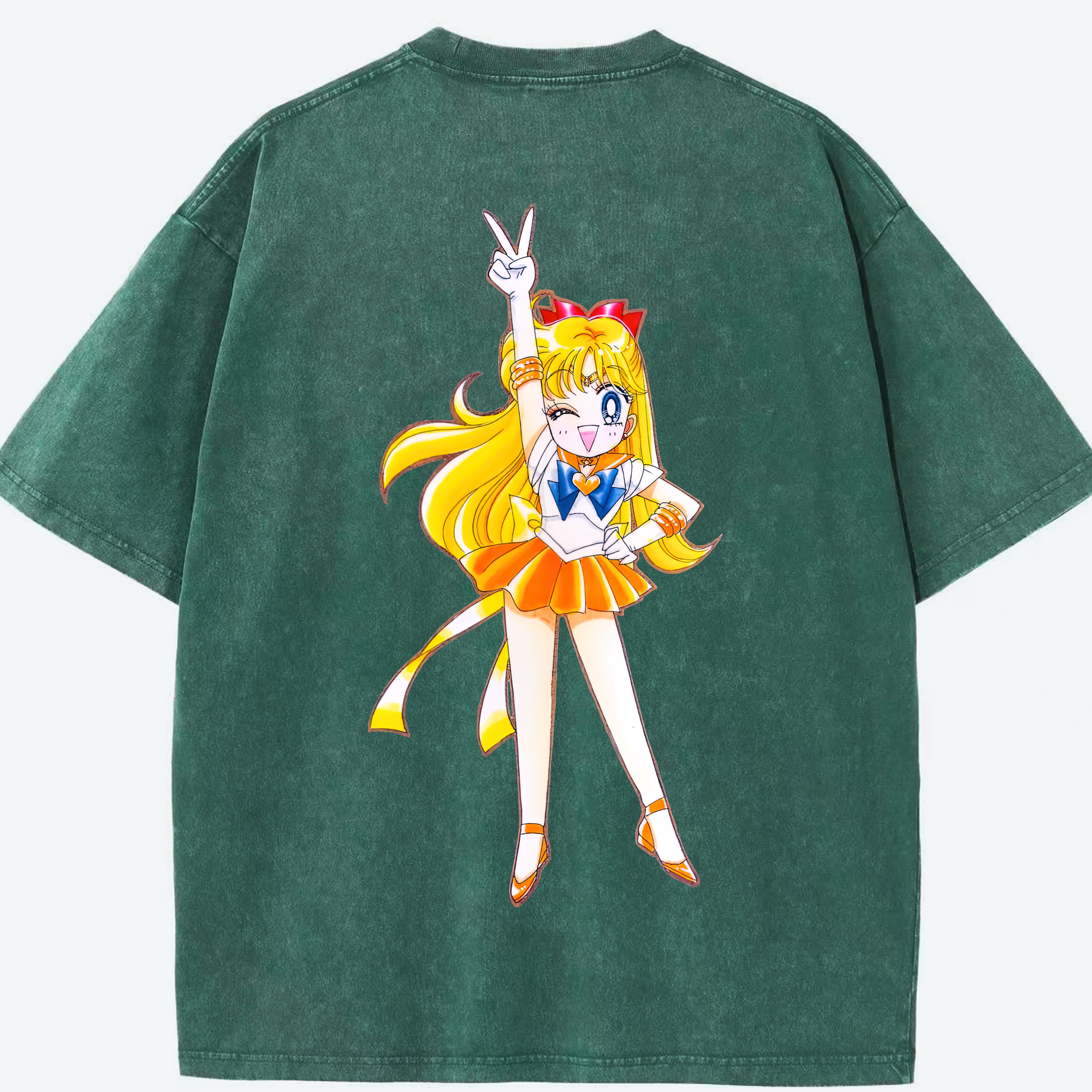 （画像用） 美少女戦士セーラームーン 愛野 美奈子 あいの みなこ Sailor Moon Aino Minako 綿100% ヴィンテージ風 半袖Tシャツ（背面プリント）